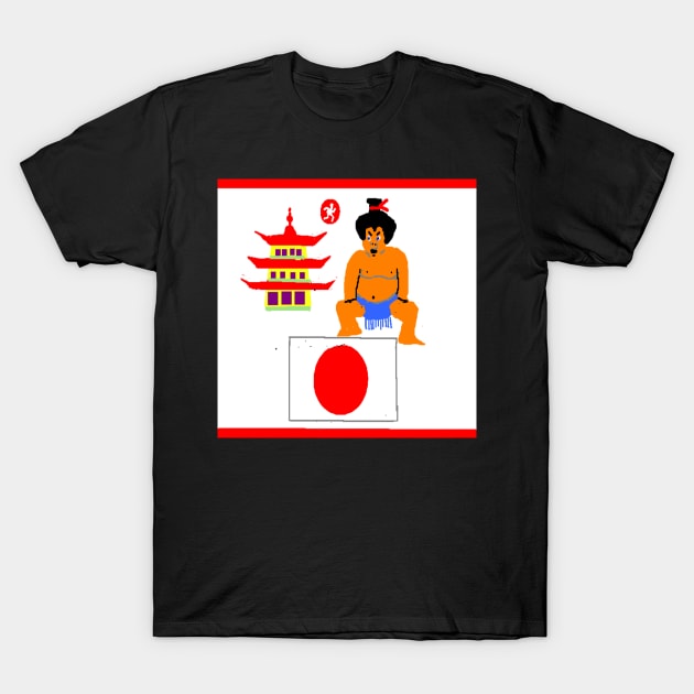 Sporty Japan Design on Black Background T-Shirt by 2triadstore